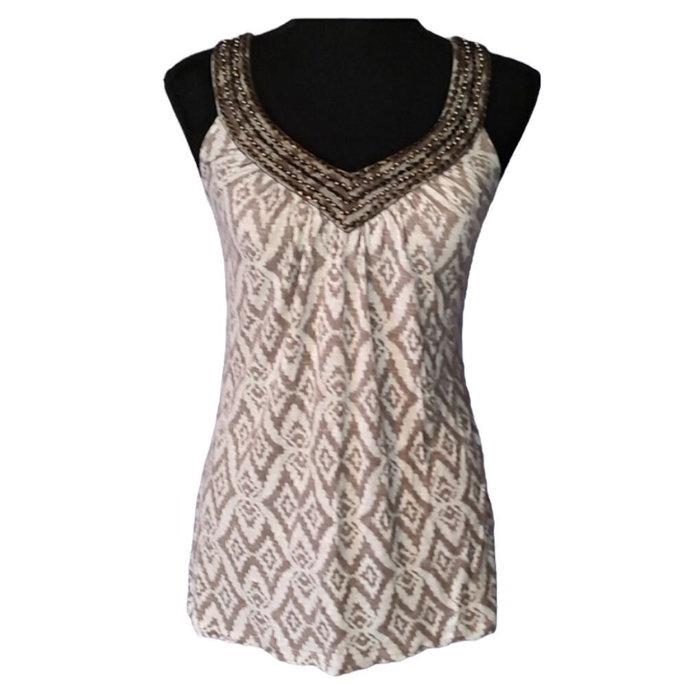 INC Beaded V Neck Tank Small